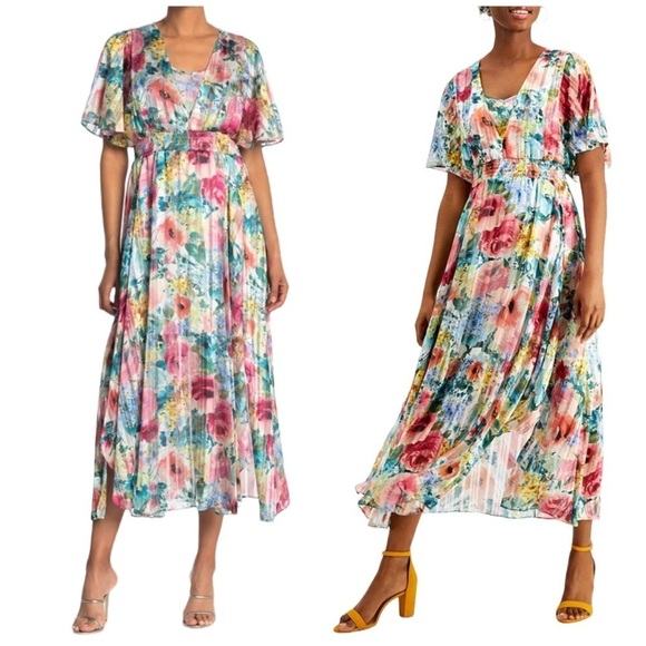 Kensie Dresses & Skirts - Kensie Shadow-Striped Floral-Print Maxi Dress Size 0